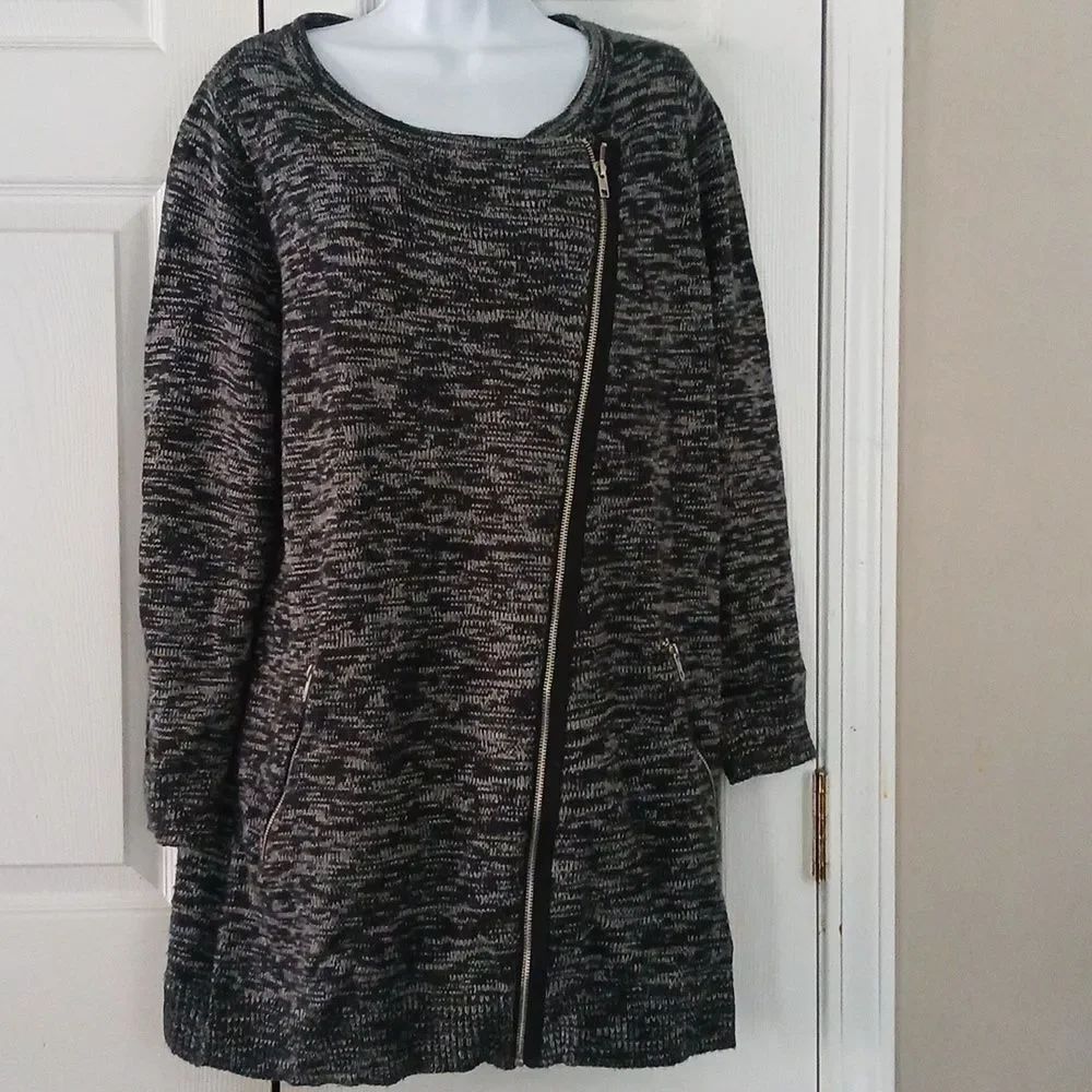 Ellos black gray sweater tunic pocket dress Sz M NWOT